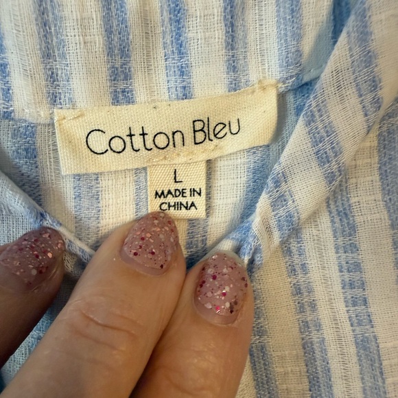 Blue Striped Button-Front Cami Top - Picture 3 of 4